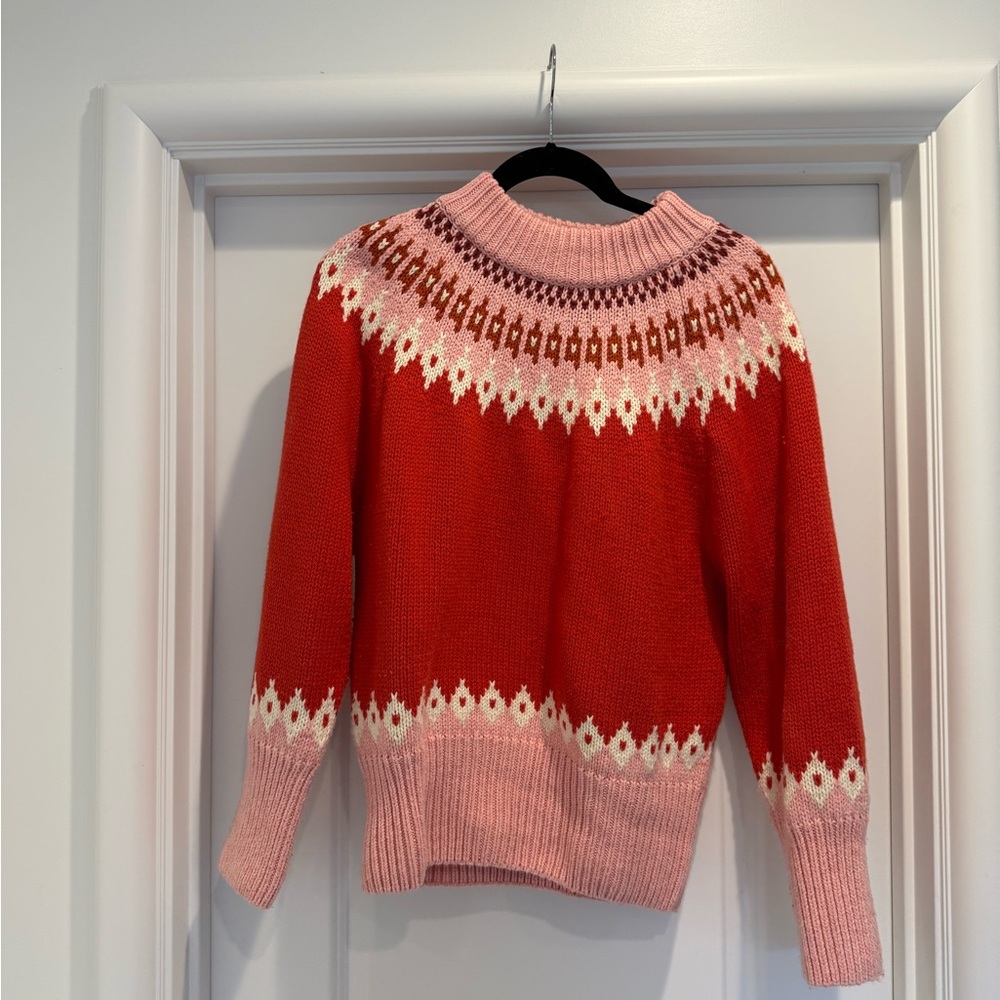 Trovata Red and Pink Cowl Neck Sweater